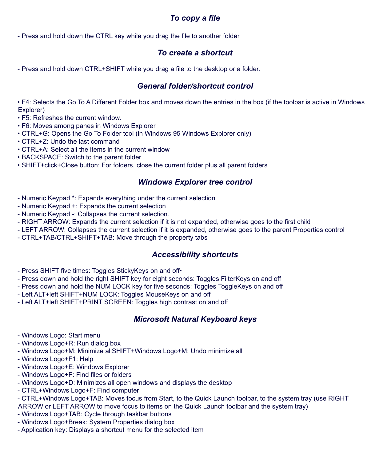 Windows 95 Shortcuts Page 2