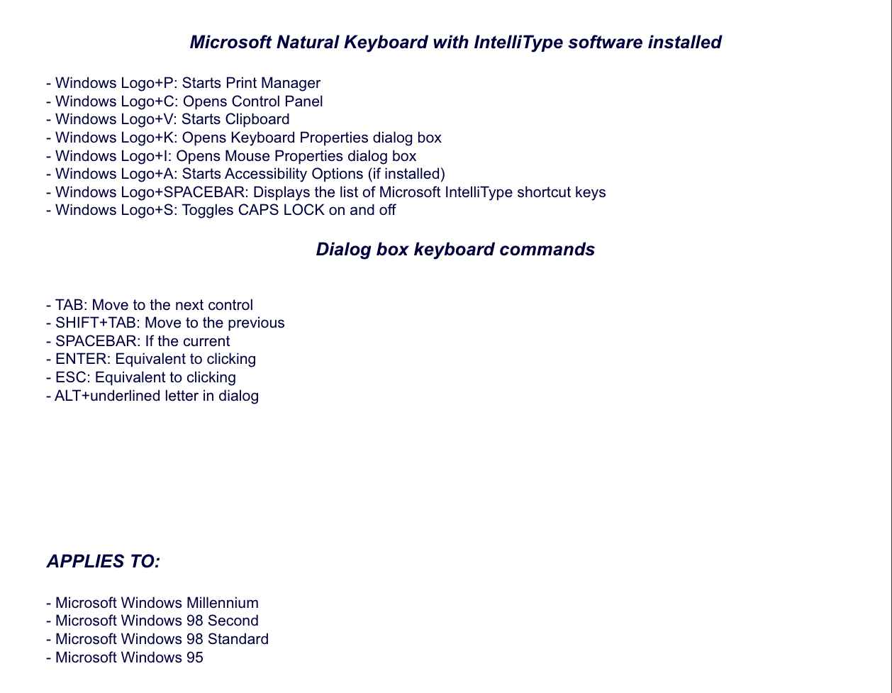 Windows 95 Shortcuts Page 3